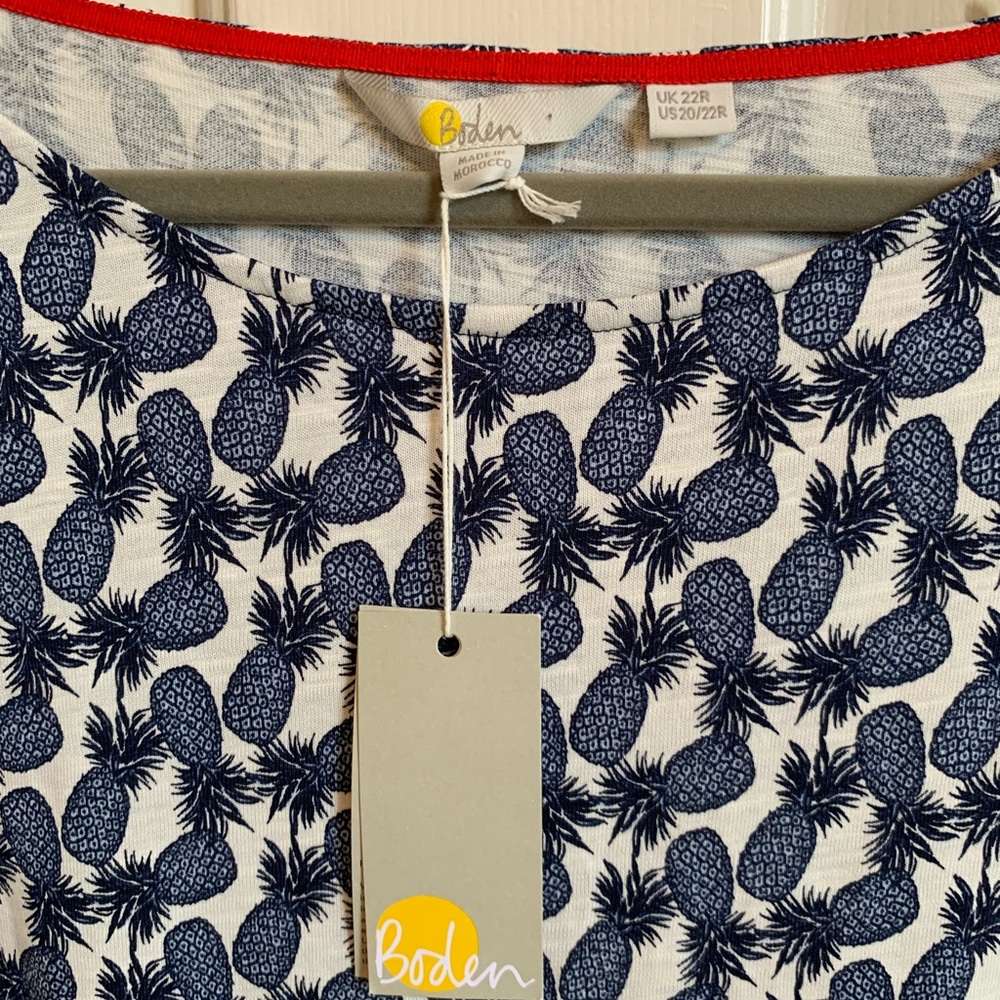 Boden NWT pineapple motif dress. Blue and white. - Picture 5 of 7